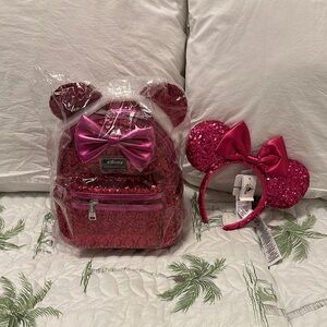 Loungefly Pink Metallic Animal Backpack